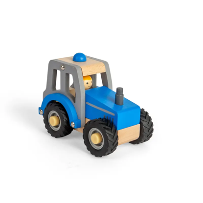 mini trattore giocattolo in legno